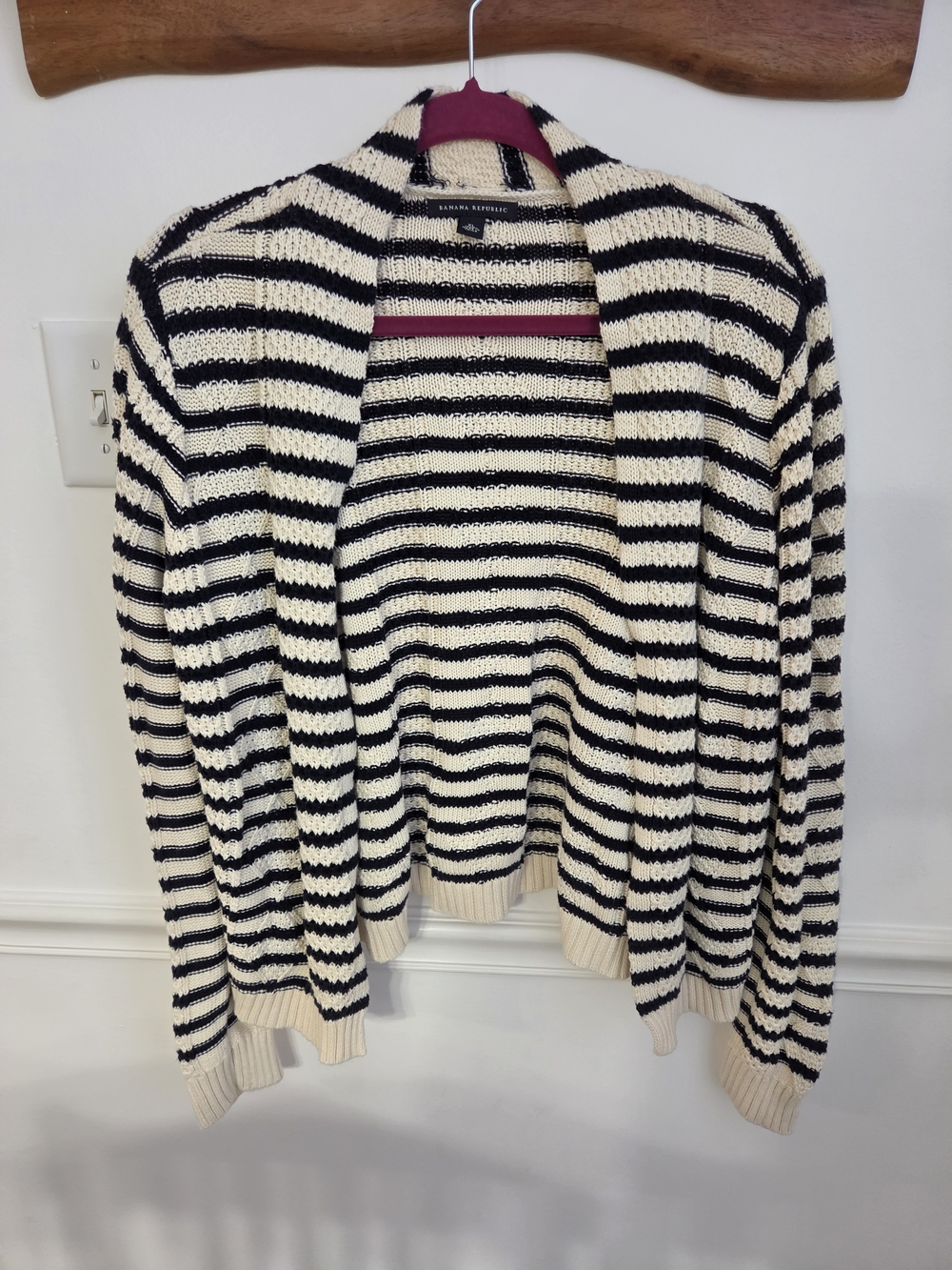 Banana Republic Navy and Cream Striped Open Cardigan